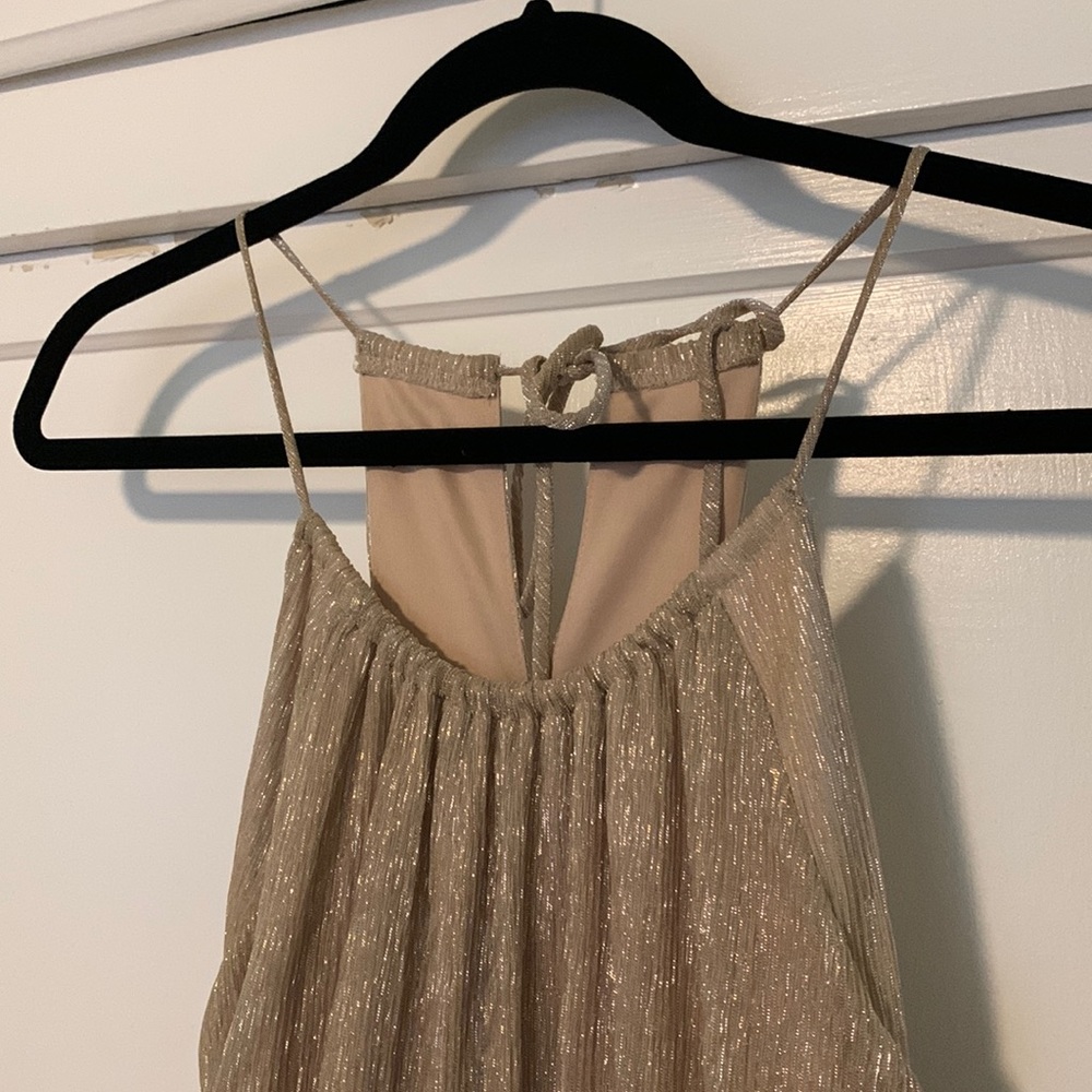 Sleeveless Gold & Silver Dress with Attached Short Skirt Slip Underneath